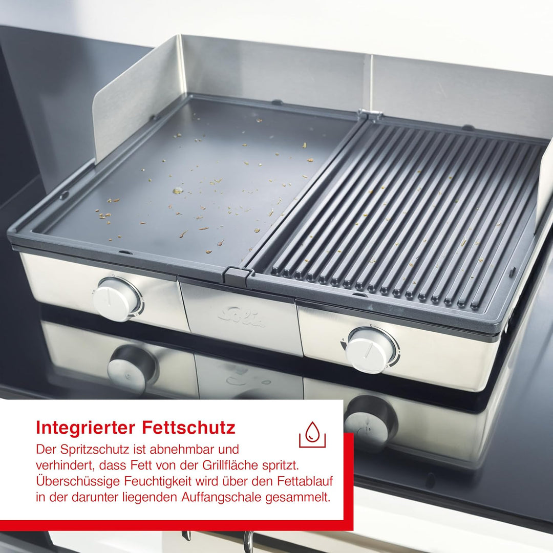 Solis Deli Grill mit 2200 W, Elektrischer Grill mit Fettablauf und Auffangschale, abnehmbare Grillpl