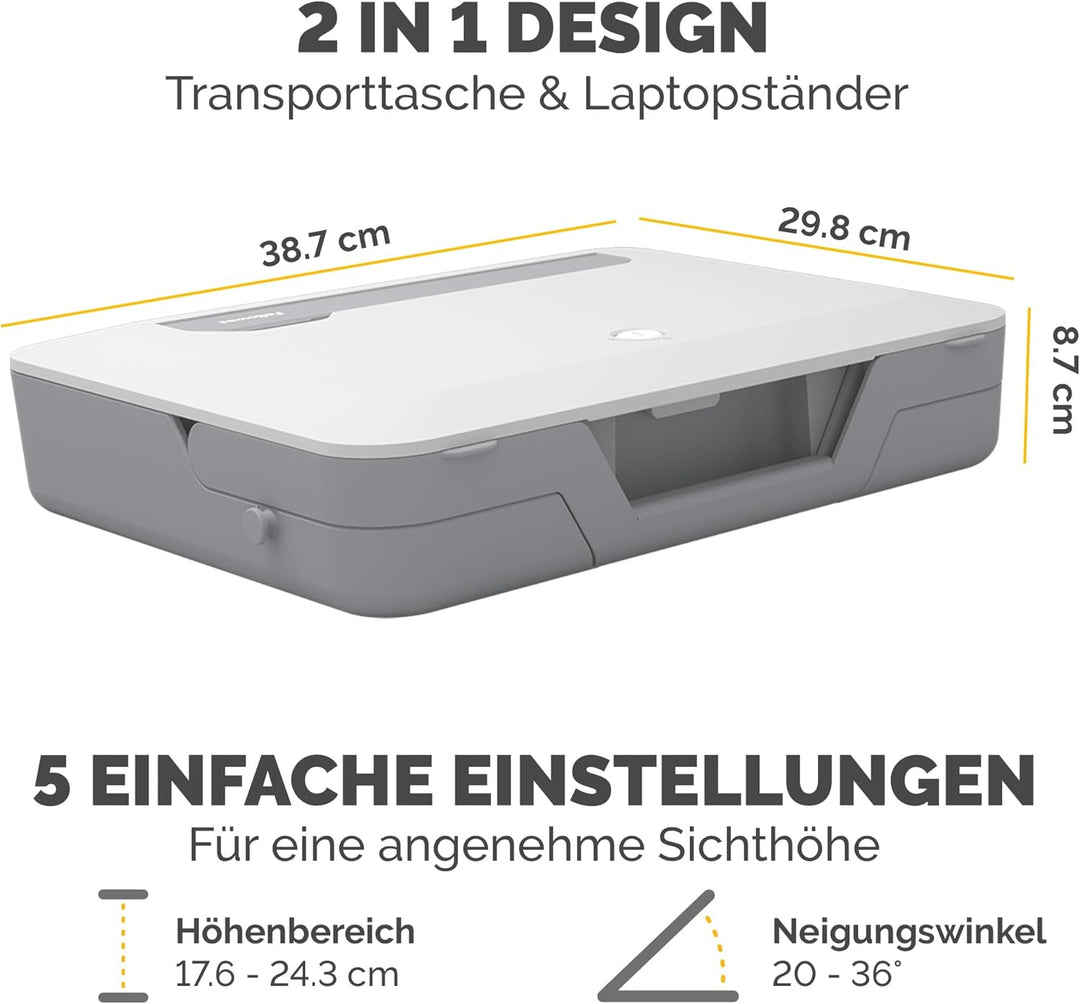 Fellowes Tragbarer Laptop-Ständer Tragetasche - Breyta™ 2-in-1 Design mit 5 Höheneinstellungen - Ide