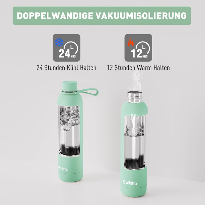 Exllena Trinkflasche Edelstahl 750ml - Hochwertige Thermosflasche Mit Silikongriff für Sport, Büro u