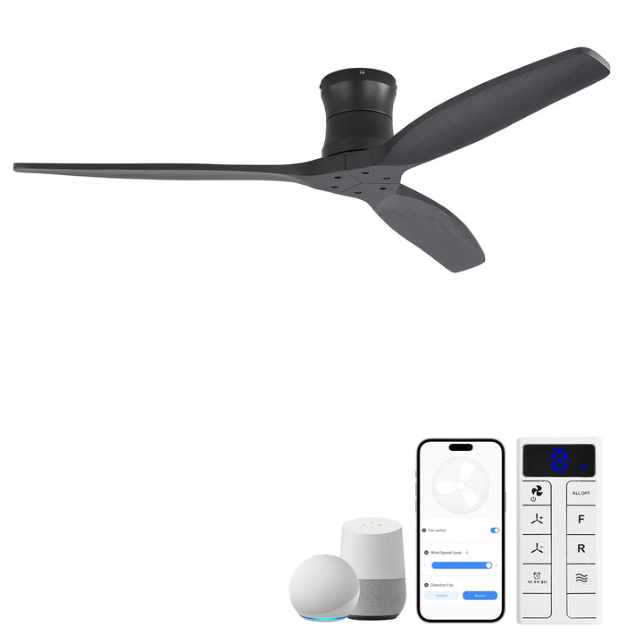 Sofucor Smart Deckenventilator mit Alexa/APP, 132cm Massivholz Deckenventilator mit Fernbedienung, W