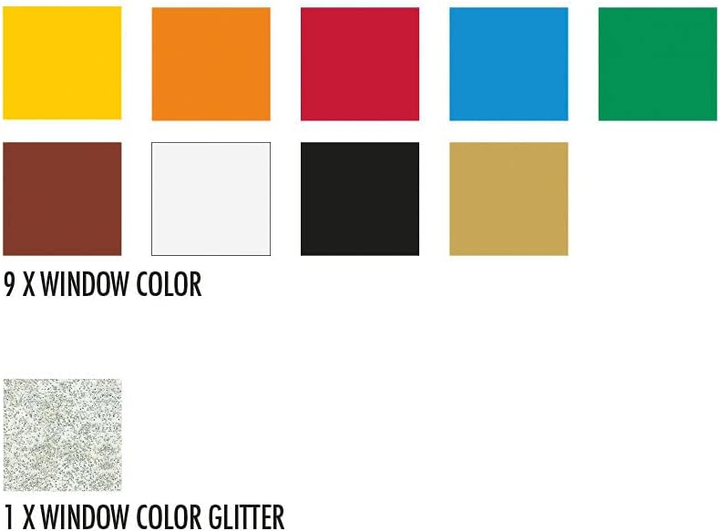 Marabu 0406000013894 - Window Color Christmas Set, 10 Fenstermal-Farben á 25 ml und eine Mal-Vorlage