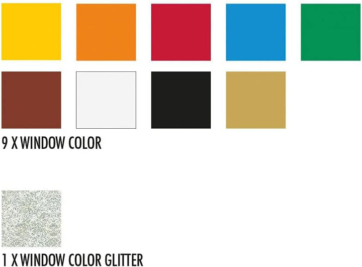 Marabu 0406000013894 - Window Color Christmas Set, 10 Fenstermal-Farben á 25 ml und eine Mal-Vorlage