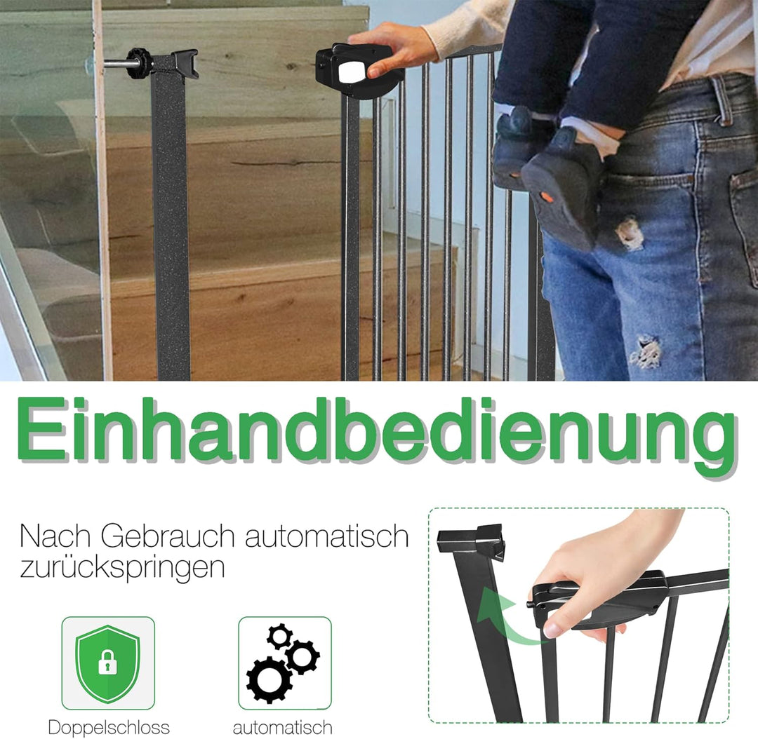 YRHome Türschutzgitter Treppengitter ohne Bohren für Breiten 105-115 cm,180° beidseitig öffnen Autoc