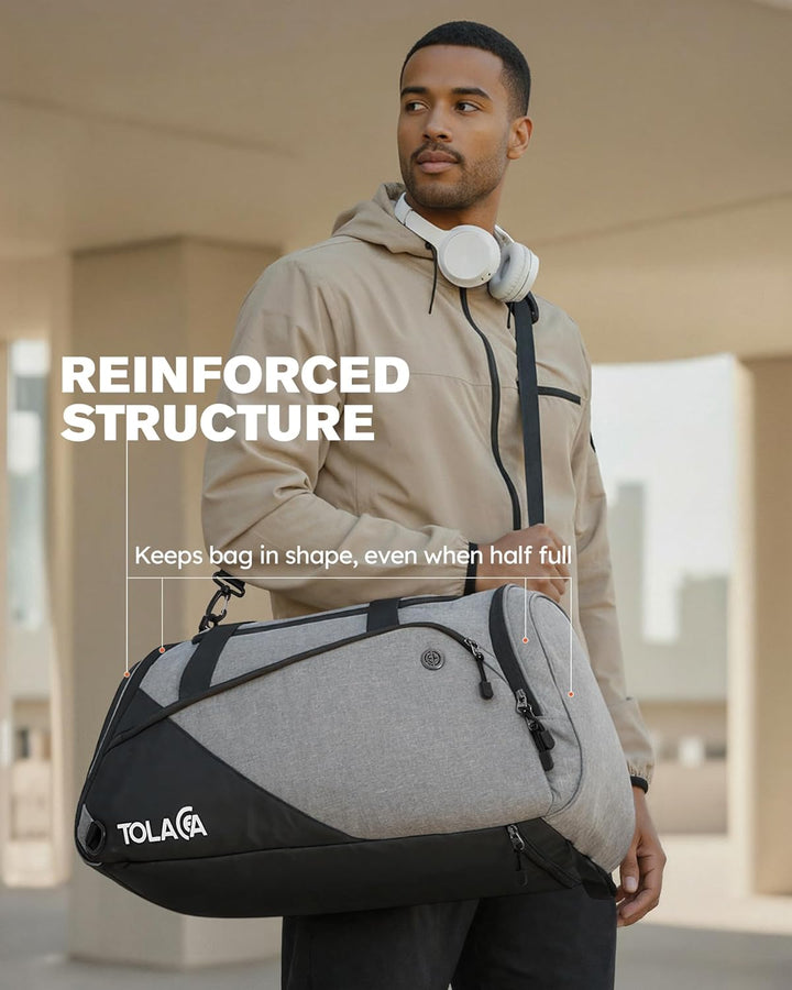Tolaccea 47L Sporttasche Gross Sporttasche Rucksack mit Schuhfach Nassfach Wochen Reisetasche Duffel