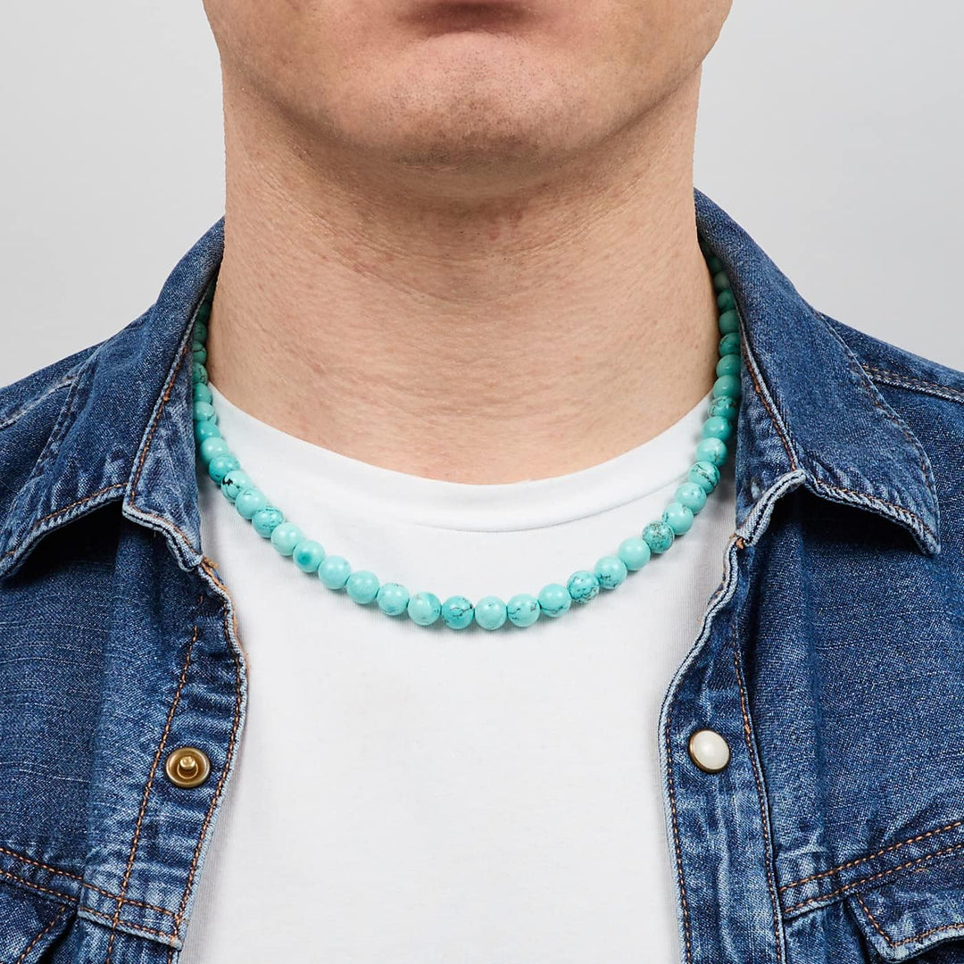 Handgemachte Herren Perlenkette Kette Tigerauge Onyx Grau Achat Jaspis | 8MM Natürliche Edelsteine H