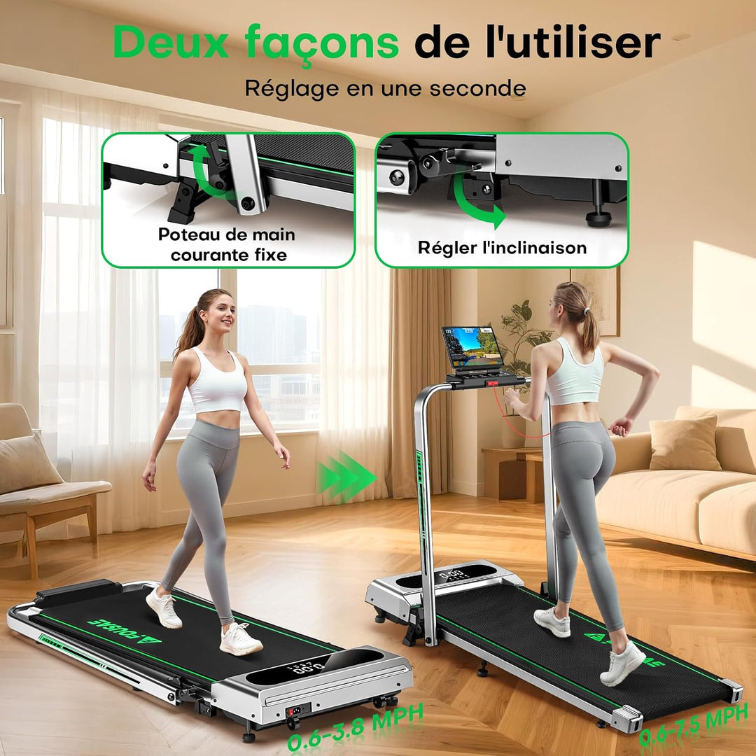 Laufband für Zuhause, 5 in 1 Walking Pad, 12km/h Klappbar Laufband mit 9% Steigung, 2.75HP Walking M