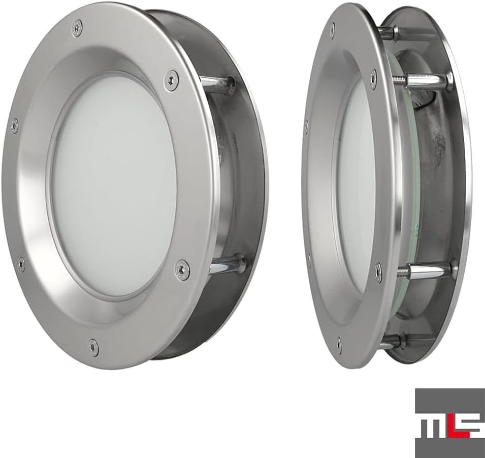 MLS Bullauge B6000 für Türen, Rostfreier Edelstahl, 350 mm, Mattes Glas 350 mm Mattes Glas, 350 mm M