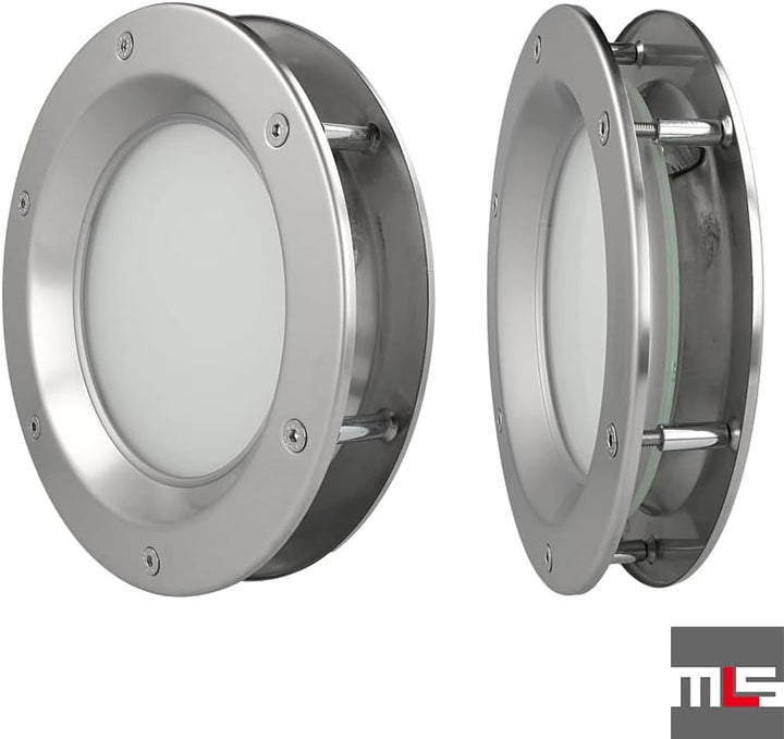 MLS Bullauge B6000 für Türen, Rostfreier Edelstahl, 350 mm, Mattes Glas 350 mm Mattes Glas, 350 mm M