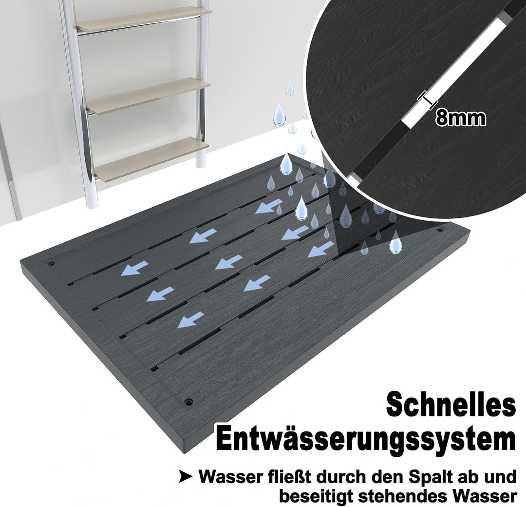 LZQ Bodenplatte Solardusche Gartendusche PP-Kunststoff 100x65 cm Anthrazit