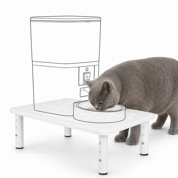 PICK FOR LIFE Erhöhter Stand für Futterautomat Katze, 3 Höhenstufen Weiss, Weiss
