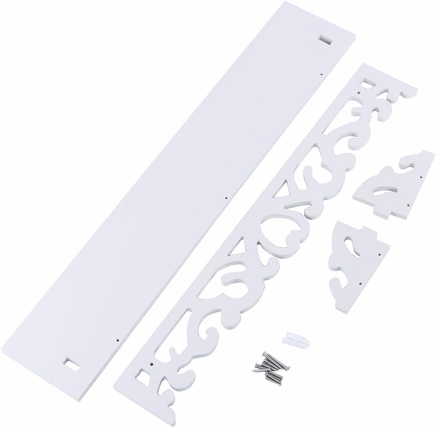 Yosoo weiss Regal Shabby Chic Filigrane Stil Cut Out Design Wandregal, Pastoral Hohl geschnitzt Wand