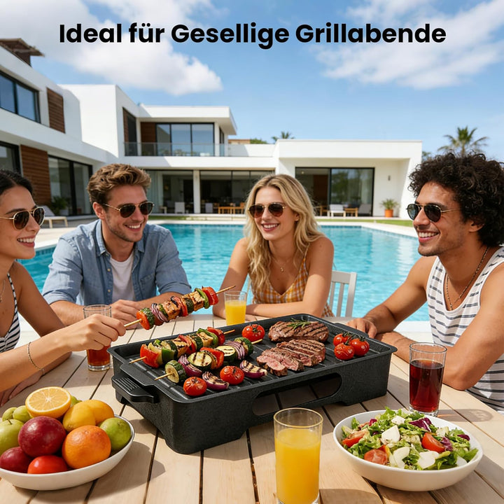 GEEKHOM BBQ Warmhalteplatte fürs Grillen Grosse Aluminium Grill Heizplatte mit Antihaftbeschichtung
