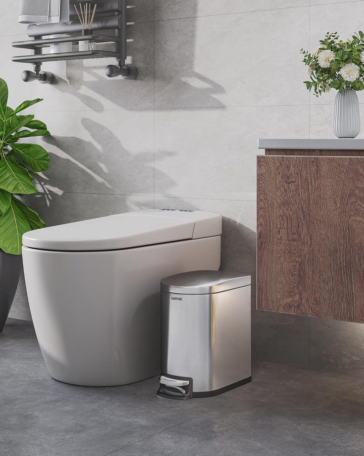 GarveeHome 6L Edelstahl-Badezimmer-Mülleimer, Edelstahlfarbe Silber 6L, Silber 6L