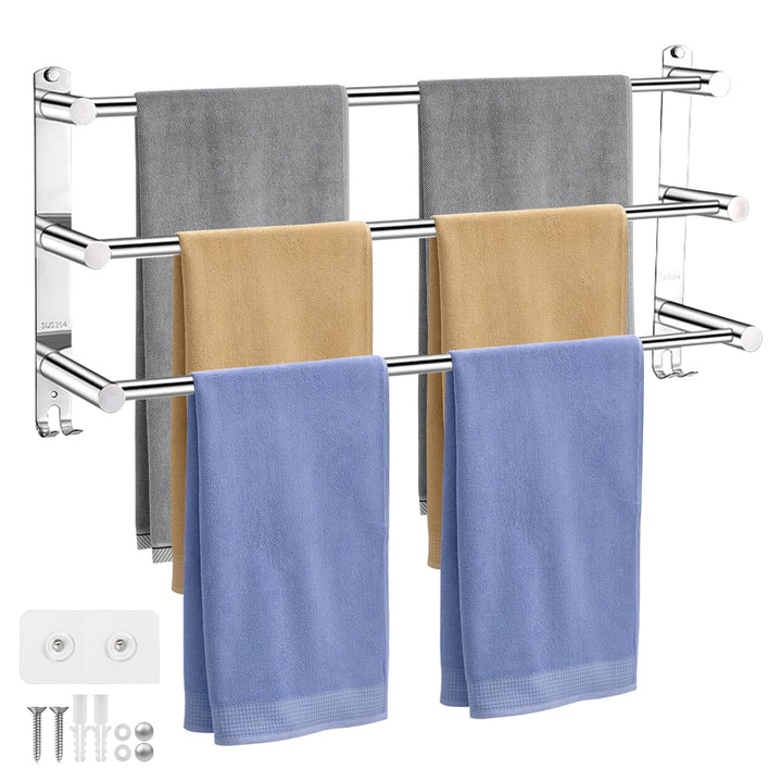 Handtuchhalter Wand Edelstahl 3-Schicht, Ausziehbar 43-76cm, für Bad