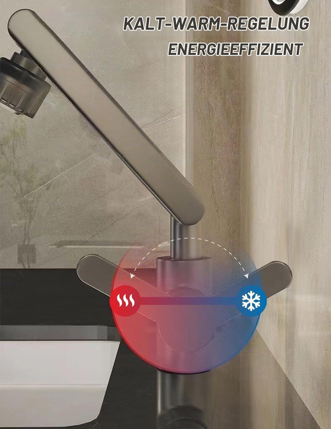 MIDINGCHAI Armatur Bad, Wasserhahn Bad Hoch, 1080 Grad Drehbarer Wasserhahn mit Schlauch, Ideal Stan