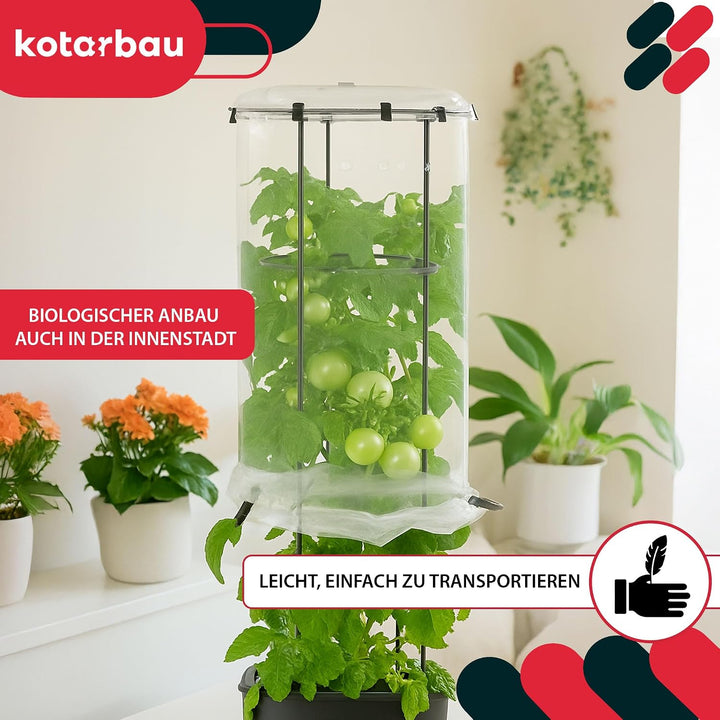 KOTARBAU® 5er Set Tomatentopf - Rankhilfe mit Folie - H: 153 cm - mit Tomatenhaube ⌀ 40 cm - Tomaten