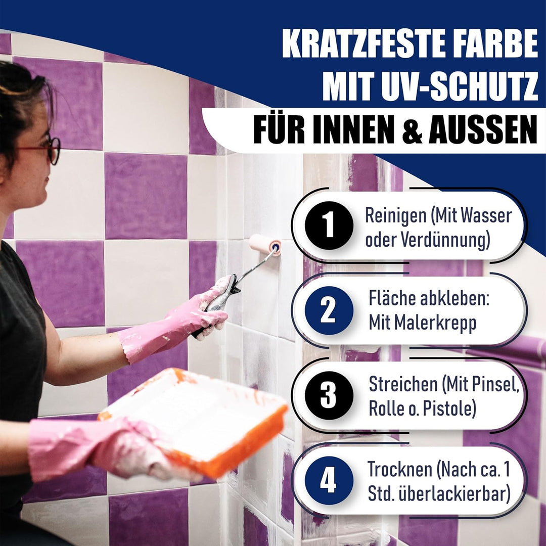 Fliesenlack MATT Lehmbraun RAL 8003 Braun Fliesenfarbe im SET // Hamburger Lack-Profi (10 L), 10 L