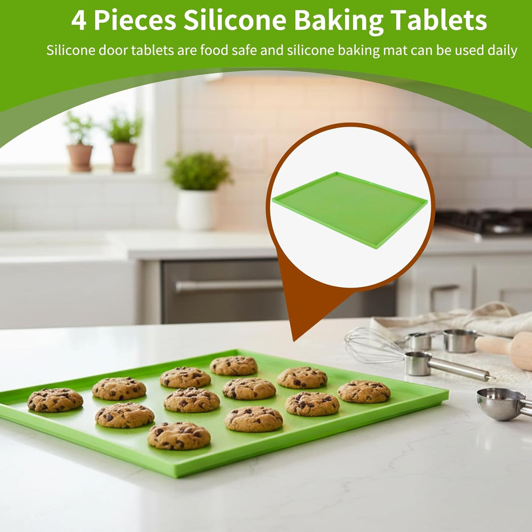 4 Stück Silikon-Tabletts zum Backen, Silikon-Dörrmatten, Trocknermatten für die Küchentheke, wiederv