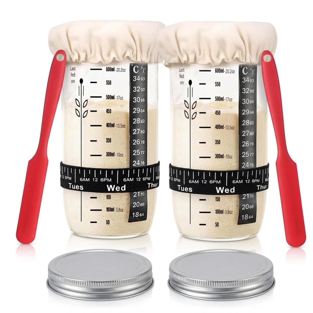Sauerteig-Starter-Set, 2er-Pack 730ml Glasbehälter