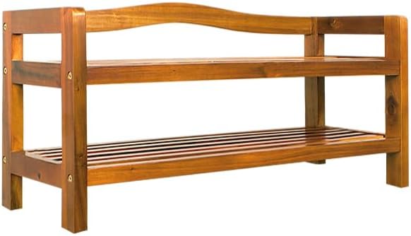 Casaria® 2X Schuhregal mit 2 Ebenen 75x26x42cm FSC®-Zertifiziert Akazien Holz Massiv Bad Diele Flur