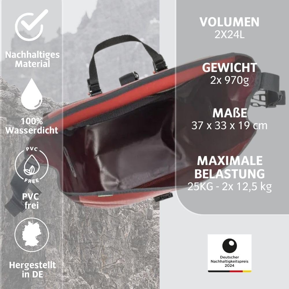 VAUDE Fahrradtaschen für Gepäckträger Aqua Back 2x24L, 2 x Hinterradtaschen wasserdicht, Fahrrad Gep