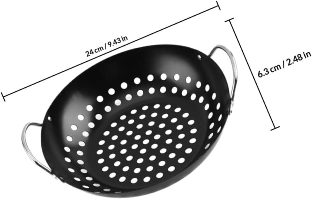 Toyvian Metall Grillpfanne Mit Löchern Doppelgriff Bbq Grillschale Für Camping Grillabende Antihaft