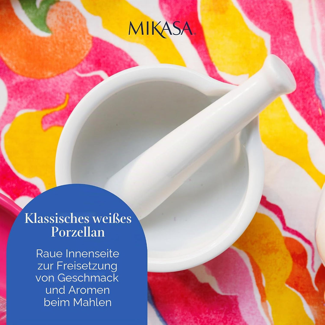 Mikasa Chalk Porzellan Stössel und Mörser, weisser Mörser und Stössel zum Zerkleinern von Kräutern u