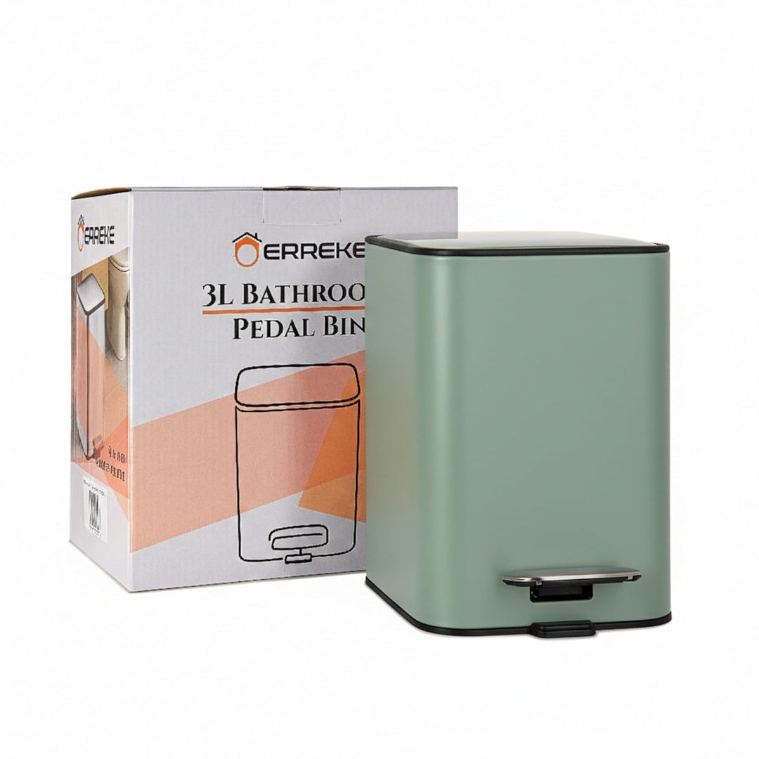 Erreke Badezimmer-Treteimer 3L, Grün, herausnehmbarer Inneneimer, Robust Sage Green, Sage Green