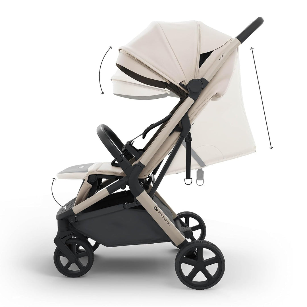 Kinderkraft NUBI 3 Buggy bis 22 kg, automatisch zusammenklappbar, grosse EVA-Räder, Mesh-Sitz, 5-Pun