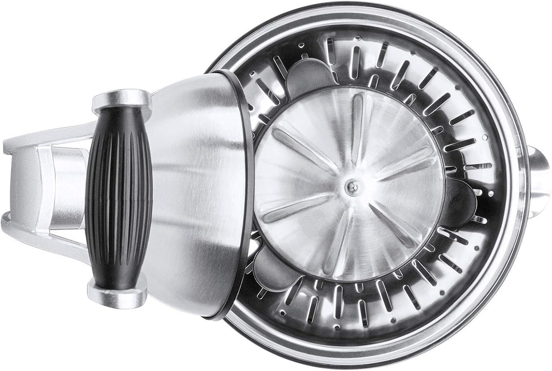 Teesa TSA3011 Elektrische Zitruspresse, Saftpresse mit Griff 130 W / 350 ml Edelstahl, Silber
