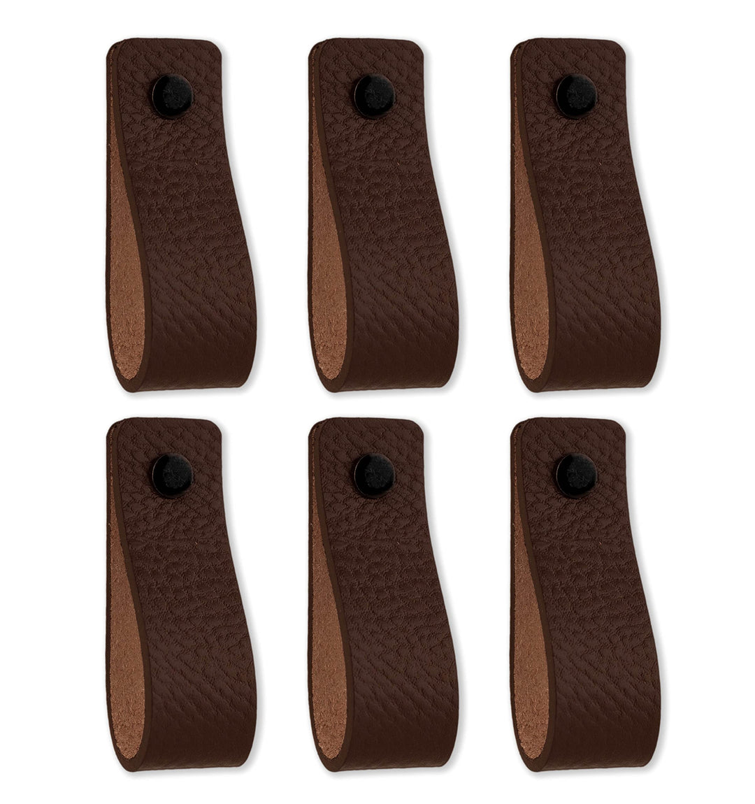 Brute Strength - Ledergriffe für Möbel - Braun - 6 Stück - 16,5 x 2,5 cm - Schrankgriff, Türgriff fü