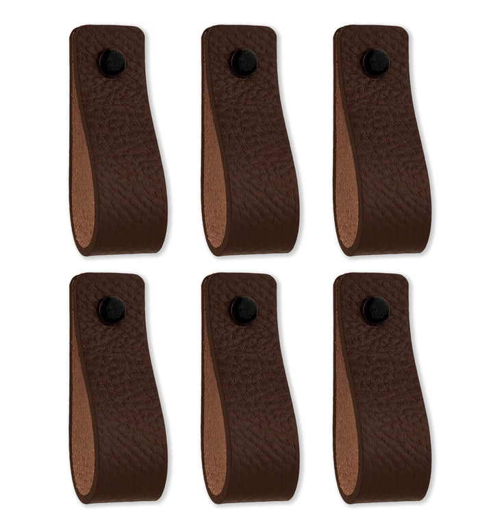 Brute Strength - Ledergriffe für Möbel - Braun - 6 Stück - 16,5 x 2,5 cm - Schrankgriff, Türgriff fü