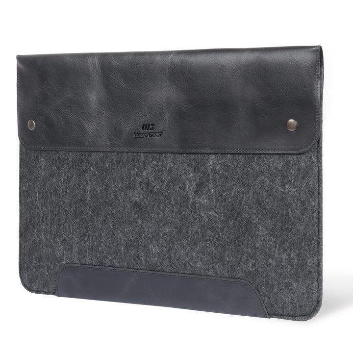MegaGear MacBook-Tasche aus echtem Leder und Fleece, Laptop-Hülle für MacBook Pro und MacBook Air Hü