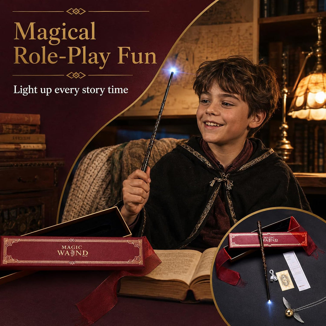 Zauberstab Hermine Granger mit Licht, 37CM Hermine Zauberstab, USB Wiederaufladbar Magic Wand, Zaube