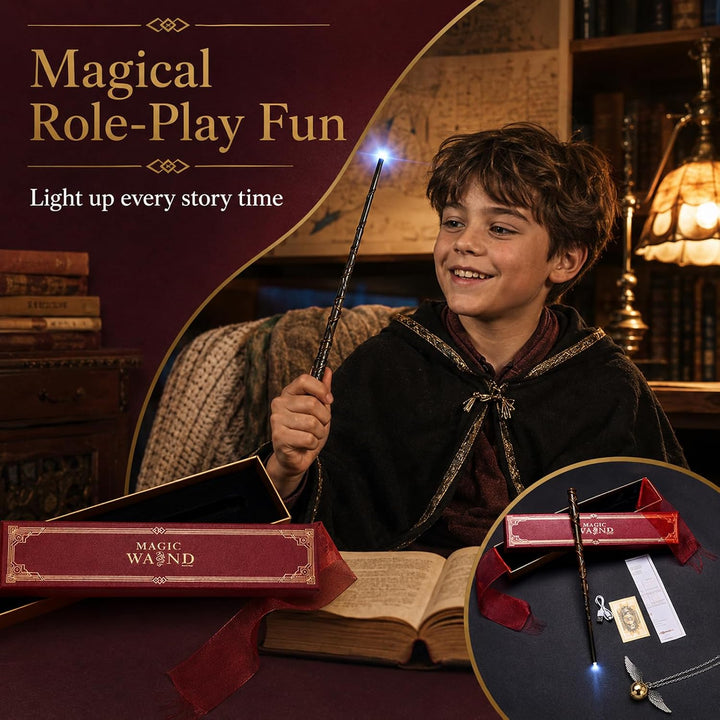 Zauberstab Hermine Granger mit Licht, 37CM Hermine Zauberstab, USB Wiederaufladbar Magic Wand, Zaube