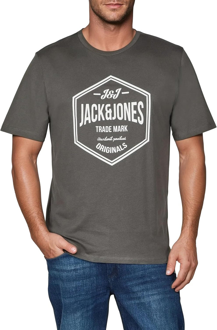 JACK &amp; JONES JJLINO T-Shirt 4er Pack Rundhals Kurzarm Shirt Regular Fit Print Sommer 100% Baumwolle