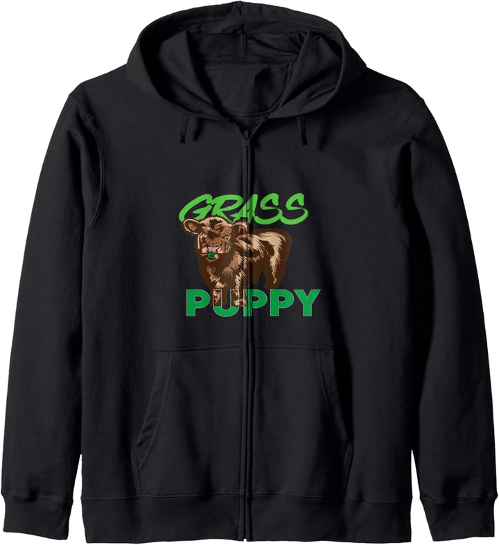 Gras Welpe Schottische Highland Kuh Geschenk Kapuzenjacke