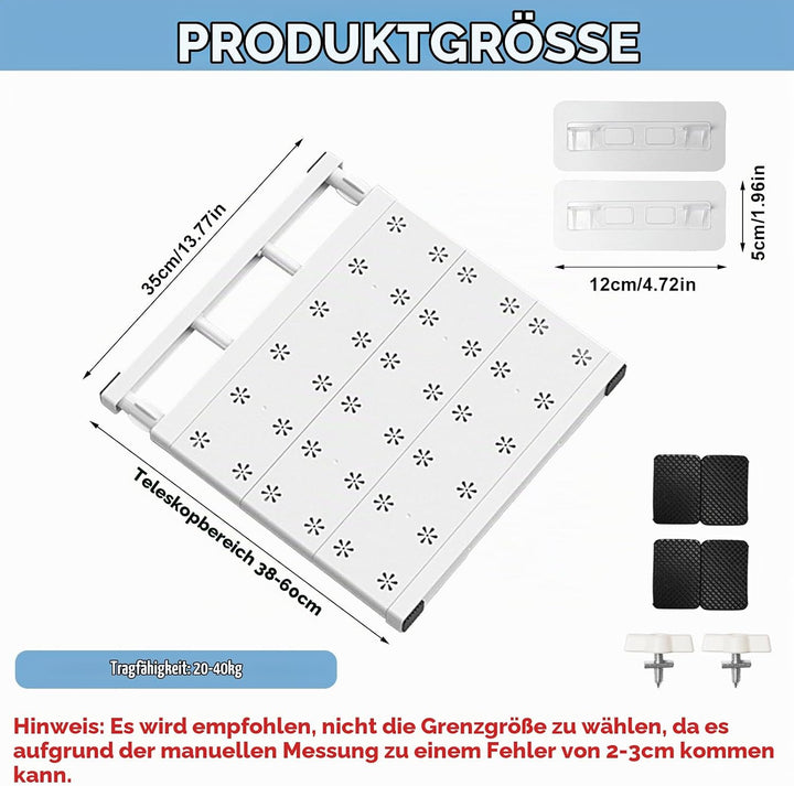 Einlegeböden Kleiderschrank, 38-60cm Verstellbare Regaleinsatz für Schrank, Regaltrenner, Teleskopre