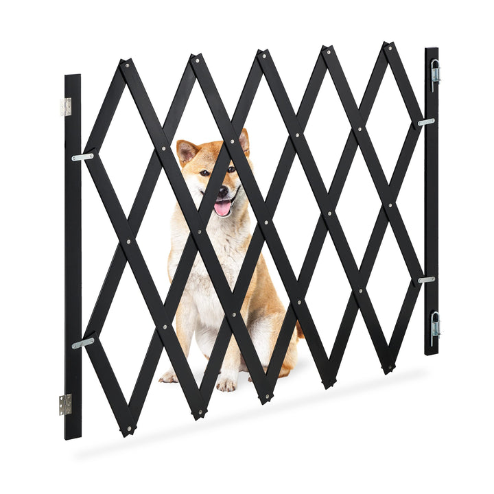 Relaxdays Hundeabsperrgitter, ausziehbar bis 140 cm, 87-97 cm hoch, Bambus, Hunde Schutzgitter für T