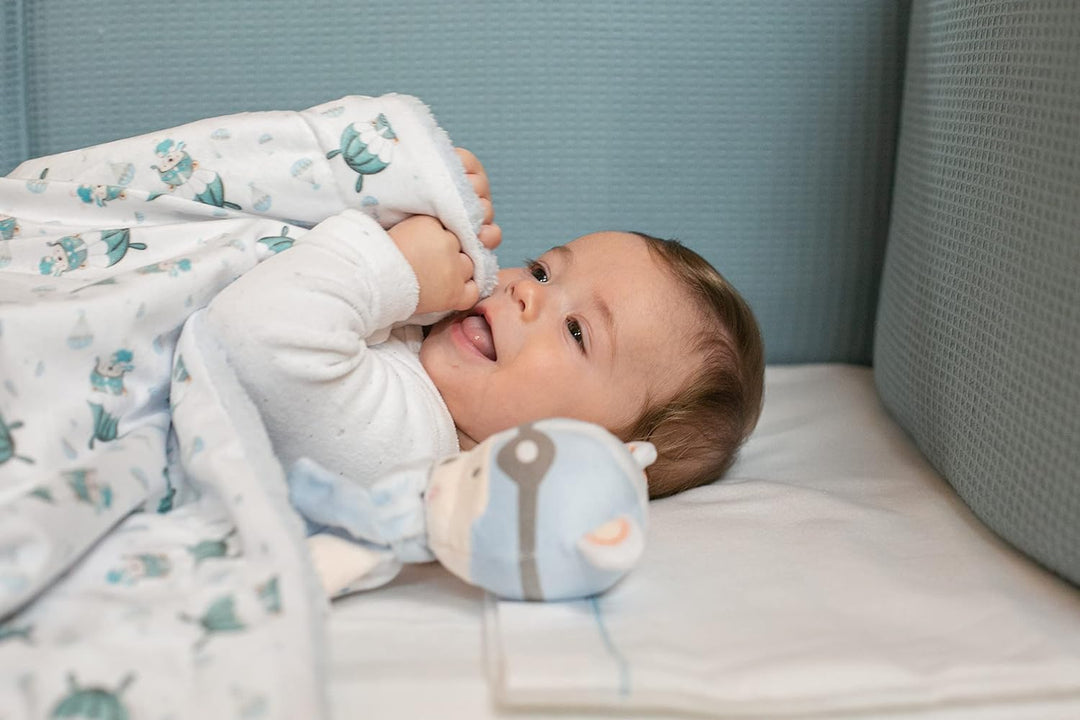 Baby-Geschenkset: Blauer Decke "Paracaidista" mit doudou