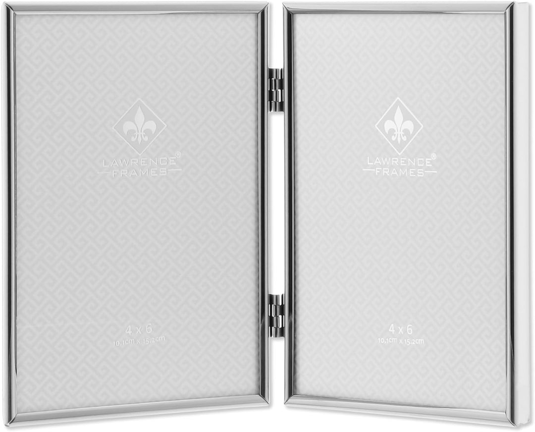 Lawrence Frames Doppel-Bilderrahmen mit Scharnier, 10,2 x 15,2 cm, silberfarben 4x6 Double silber, 4