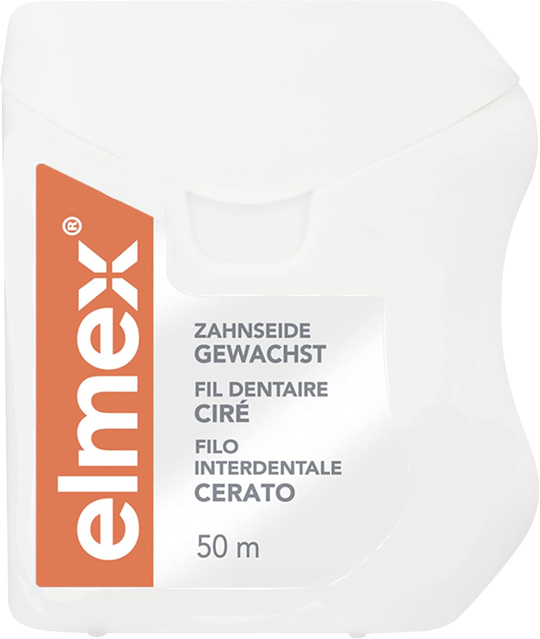 elmex Zahnseide 50 m – gewachstes Zahnband für eine gründliche Zahnreinigung – Faden mit Flauscheffe
