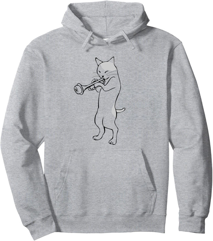 Trompeten Katze, witzig, Geschenk, lustiges Trompeten Pullover Hoodie