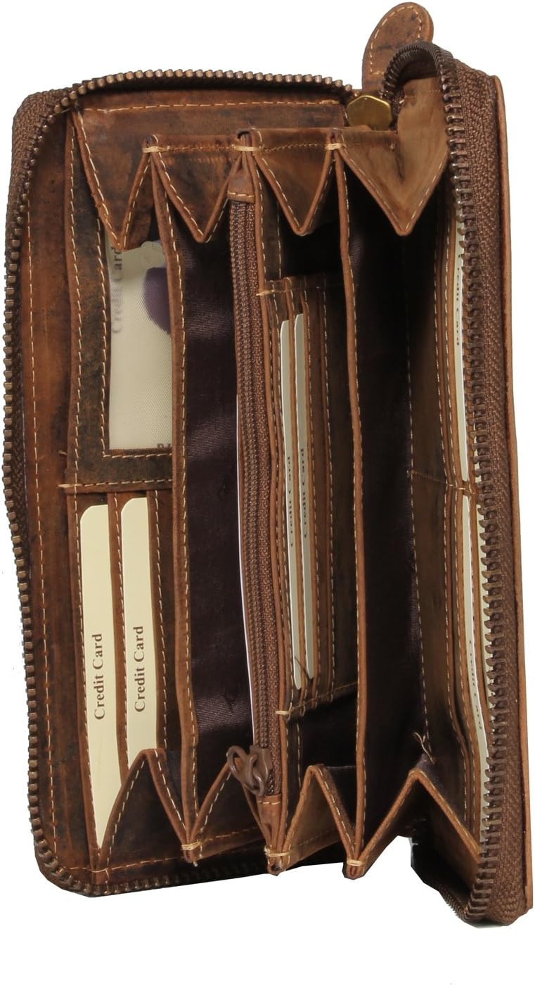 Greenburry Vintage Geldbörse Leder 19 cm Brown, Brown