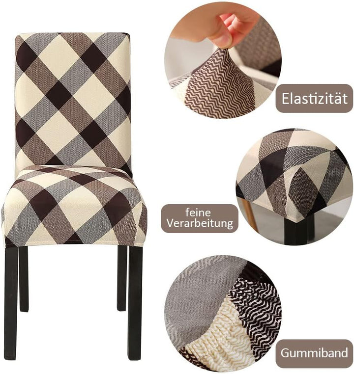Vivi Idee Stuhlhussen 4er Set Stuhlbezug Elastische Waschbar Spannbezug für Esszimmerstühle Schwings