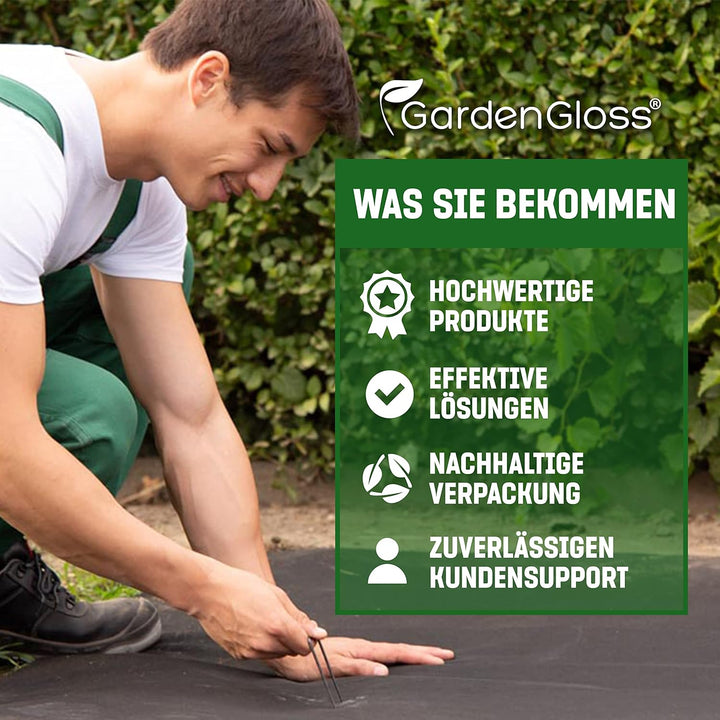 GardenGloss® Erdanker aus Stahl unverzinkt (100 Stück) - Stabile Bodenanker für Unkrautvlies, Garten