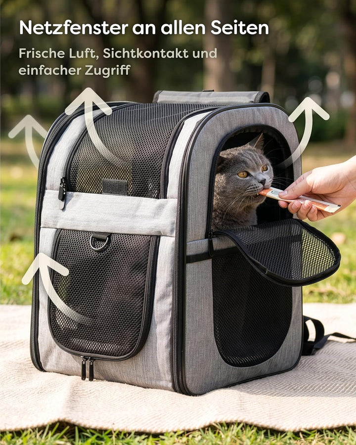 Knupis Katzenrucksack &amp; Hunderucksack bis 7kg - Leicht - Hellgrau, Hellgrau