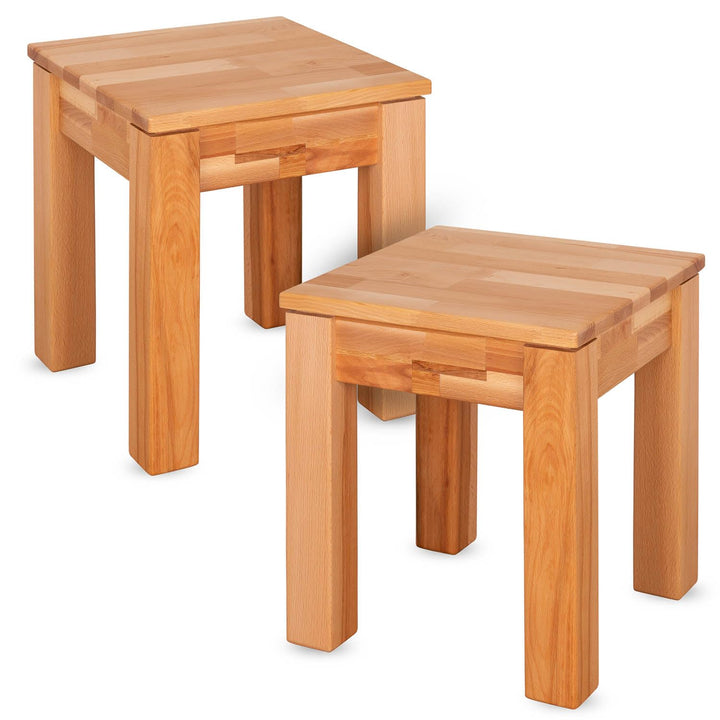 Staboos 2er Set Buche Sitzhocker Holz - Massiv Holzhocker bis 200 kg - Kernbuche Holz Hocker Emma oh