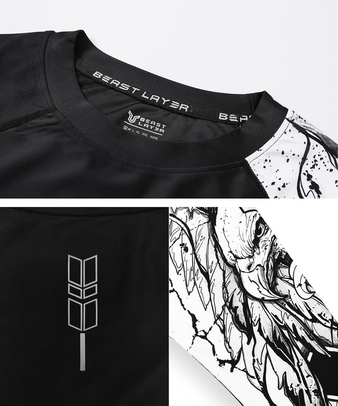 HUGE SPORTS Wildes Tier Rashguard Herren Langarm Kompression Schwimmshirt Schnelltrocknend Sonnensch