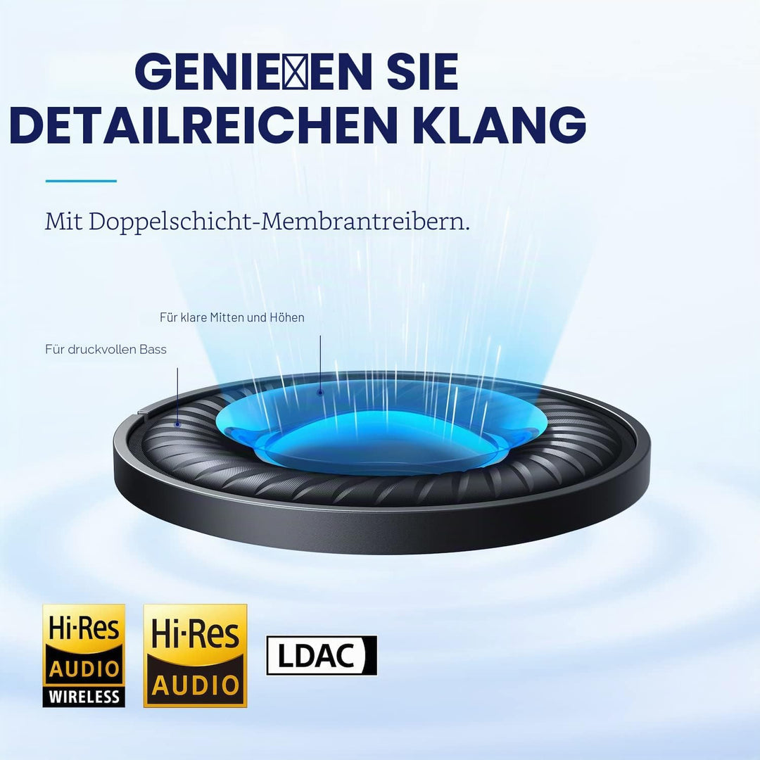 soundcore by Anker Space Q45 Bluetooth Kopfhörer, Adaptive aktive Geräuschunterdrückung bis zu 98%,